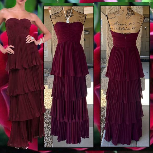 Lulus Seriously Sensational Plum Purple Strapless Tiered Maxi Dress Size S - Picture 1 of 9